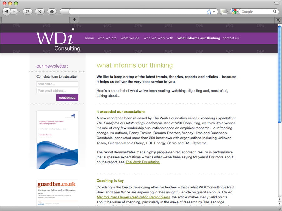WDI Consulting - what informs our thinking