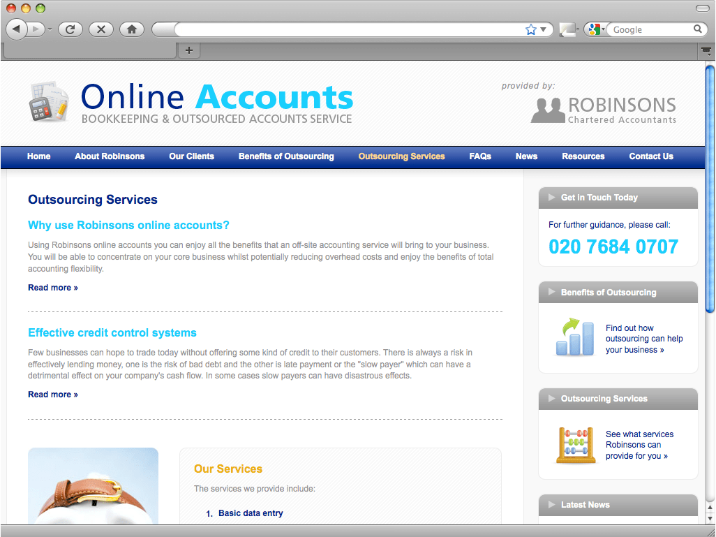 Online Accounts - outsourcing services
