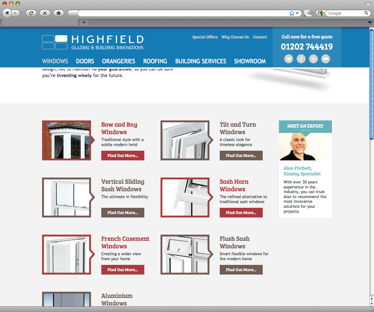 Highfield Double Glazing - product section - second half