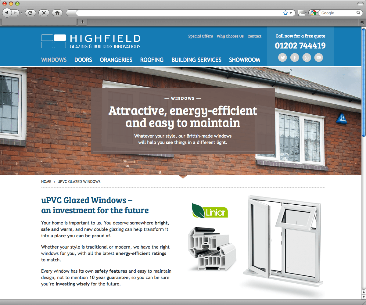 Highfield Double Glazing - product section - first half
