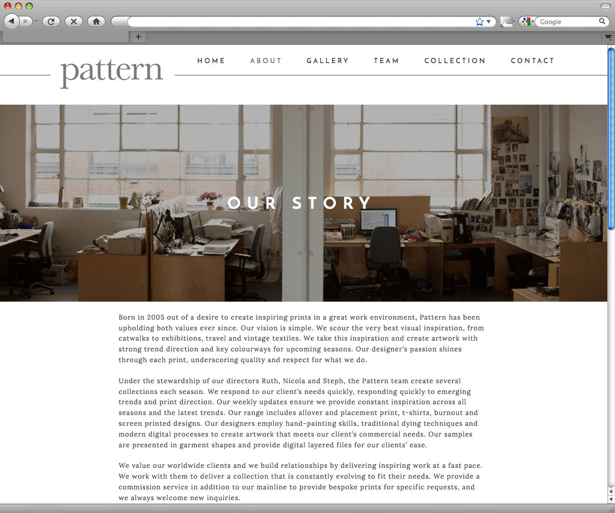 Pattern Textiles - about