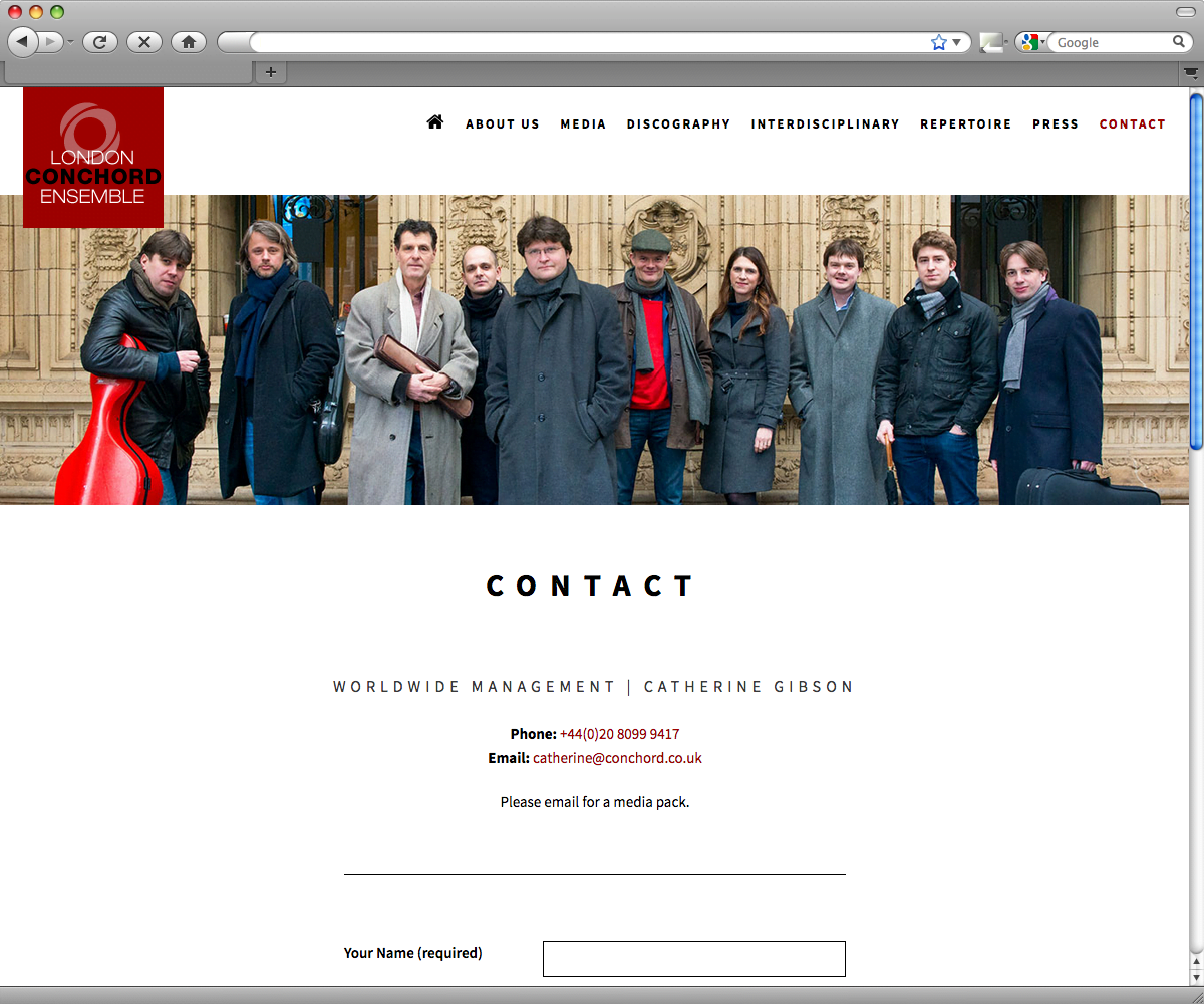 London Conchord Ensemble - contact page