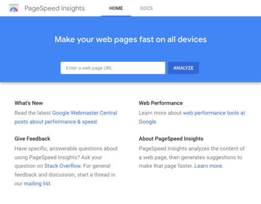 Google's PageSpeed Insights
