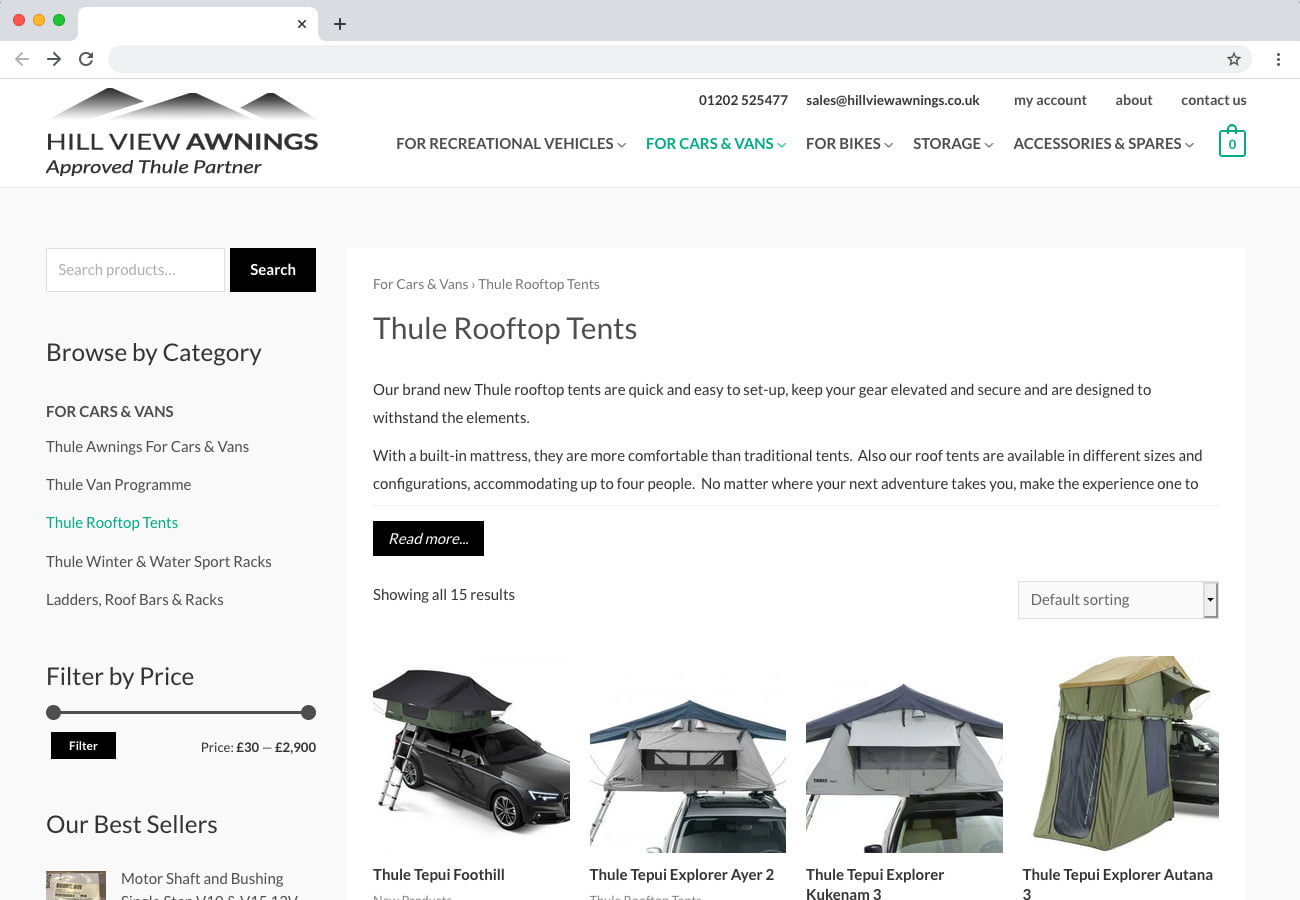 Hill View Awnings - category page