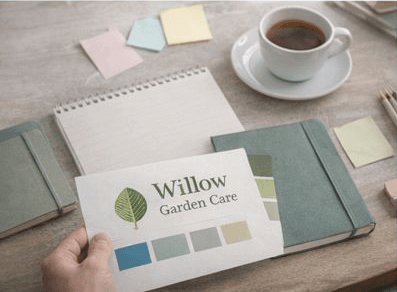 Consistent branding colours across small business website and materials